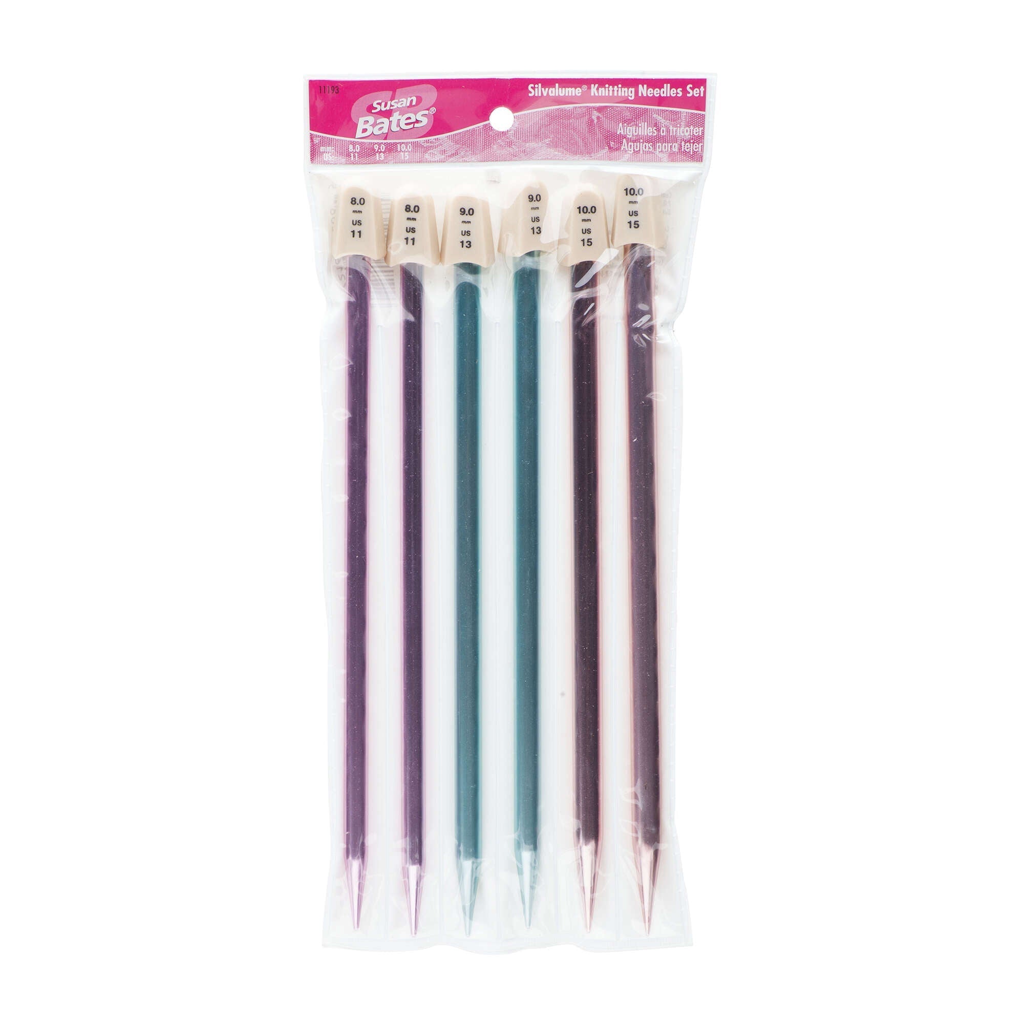 Silvalume 10" Single Point Knitting Needles Set of 3