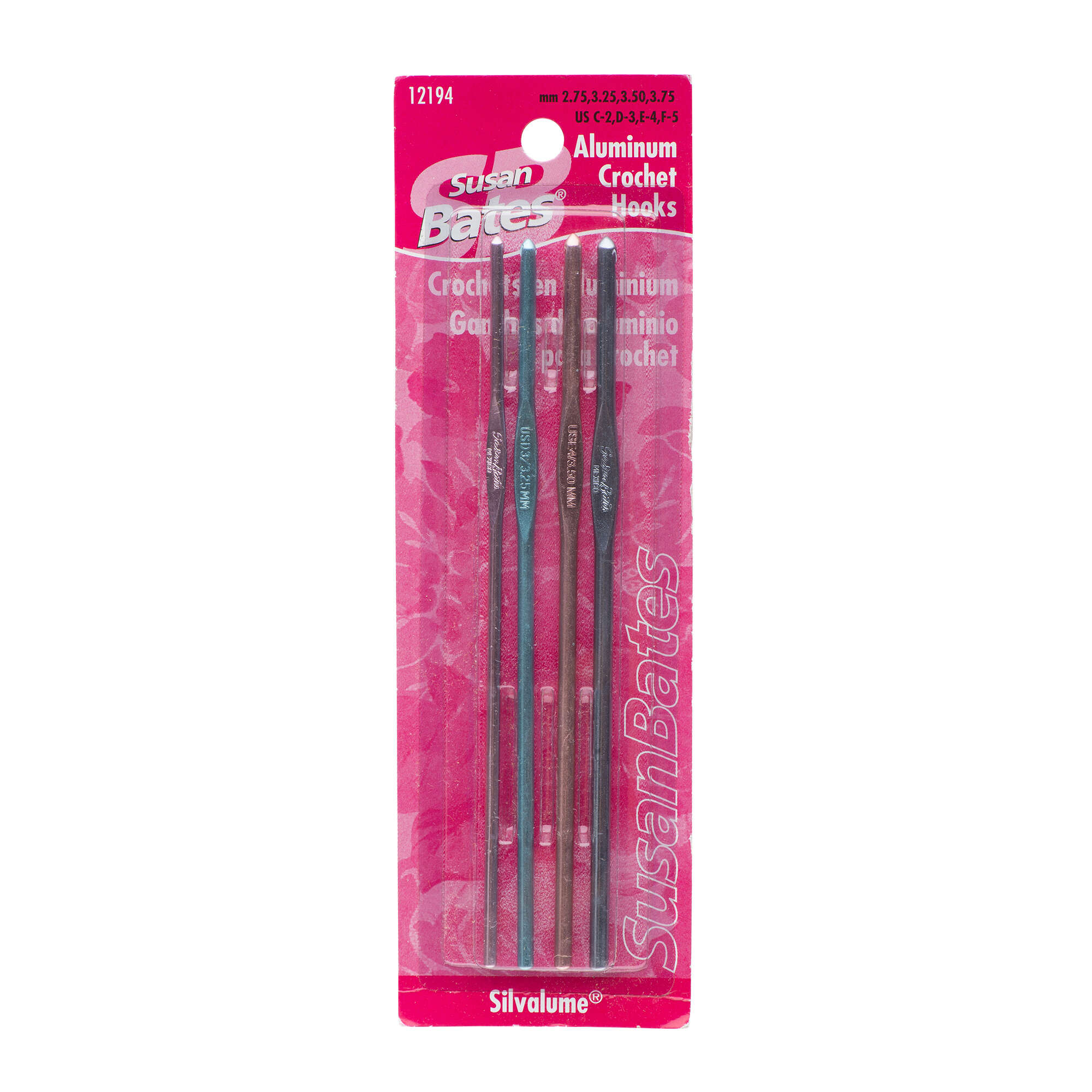 Silvalume Set of 4 Crochet Hooks U.S. C/2 D/3 E/4 F/5