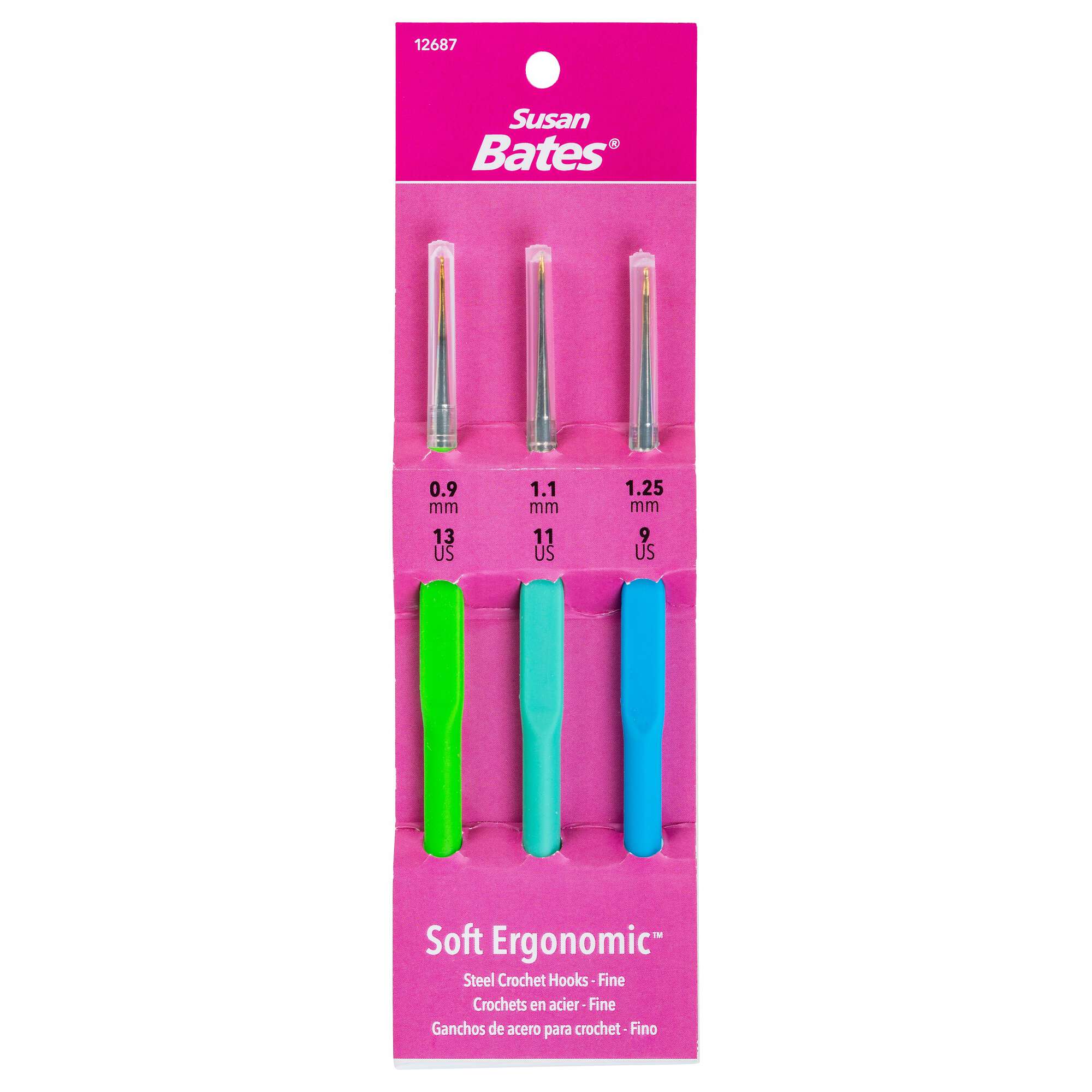 Soft Ergonomic Crochet Hook Set: Sizes 0.9 1.1 1.25 MM