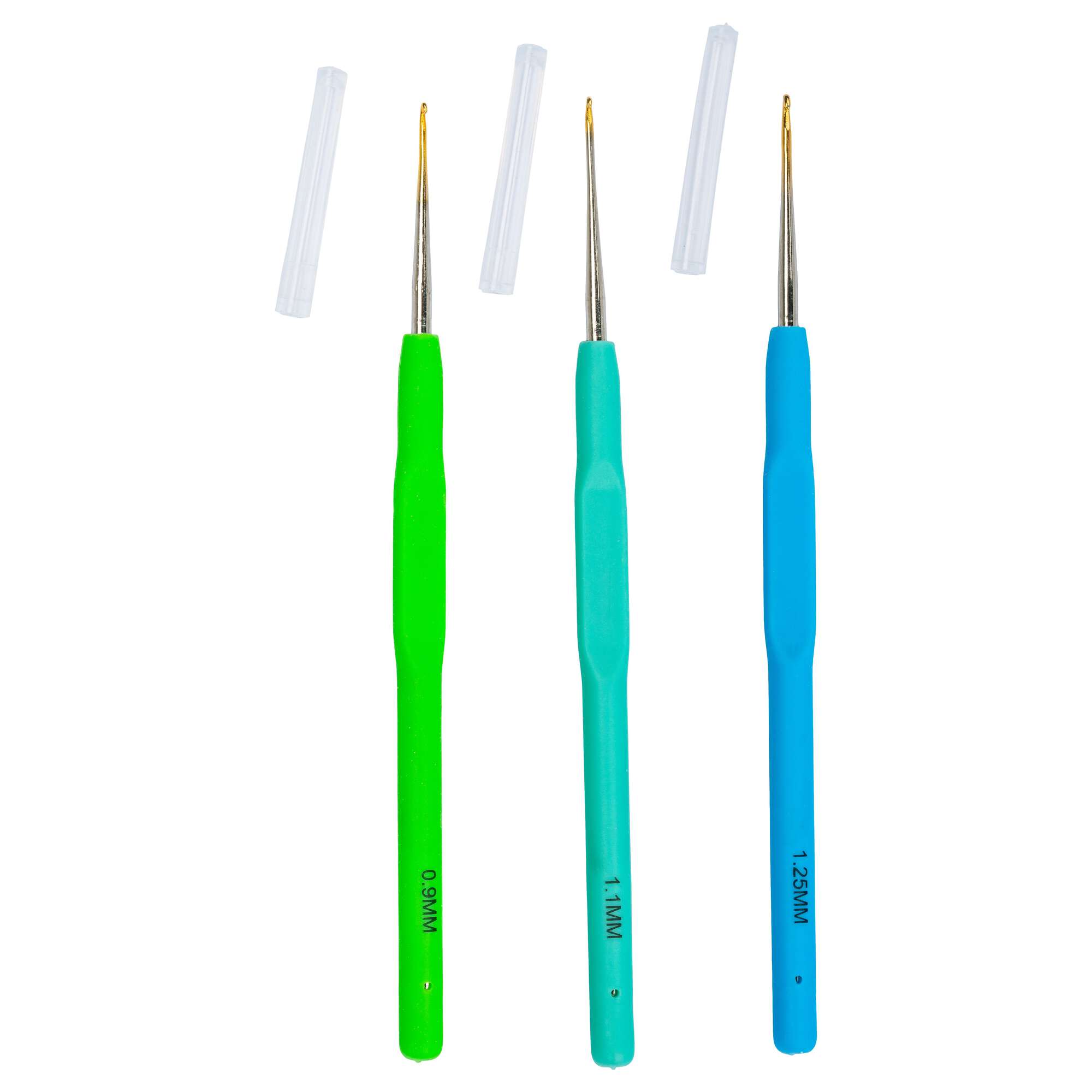Soft Ergonomic Crochet Hook Set: Sizes 0.9 1.1 1.25 MM